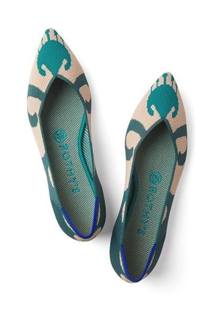 NEW Rothy's Green Moroccan Ikat Pointed Toe Flats Size 6